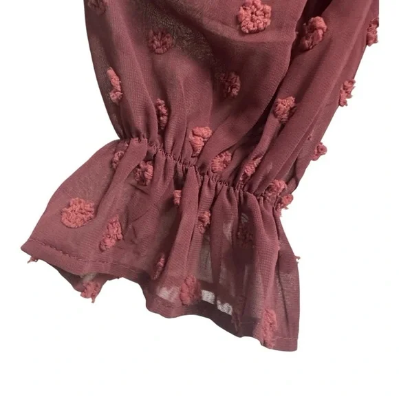 Anthropologie Ember Maroon Long Sleeve Textured Peplum Blouse Small - Picture 6 of 12